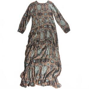 Modest Maxi Dress H&M 100% Viscose Long Sleeve- Tribal, Mosaic Pattern size 10